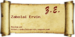 Zabolai Ervin névjegykártya